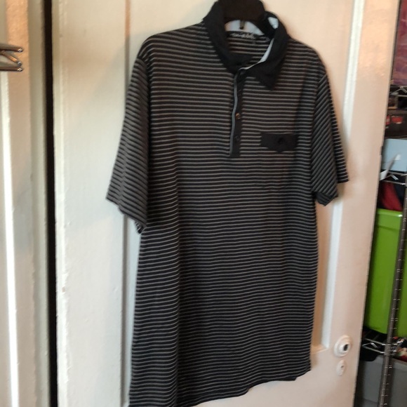 Travis Mathew Striped Polo Shirt Men’s Large Black With Chest Pocket - Picture 4 of 6